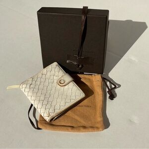 Authentic Bottega Veneta Intrecciato  Wallet White with Snap $675